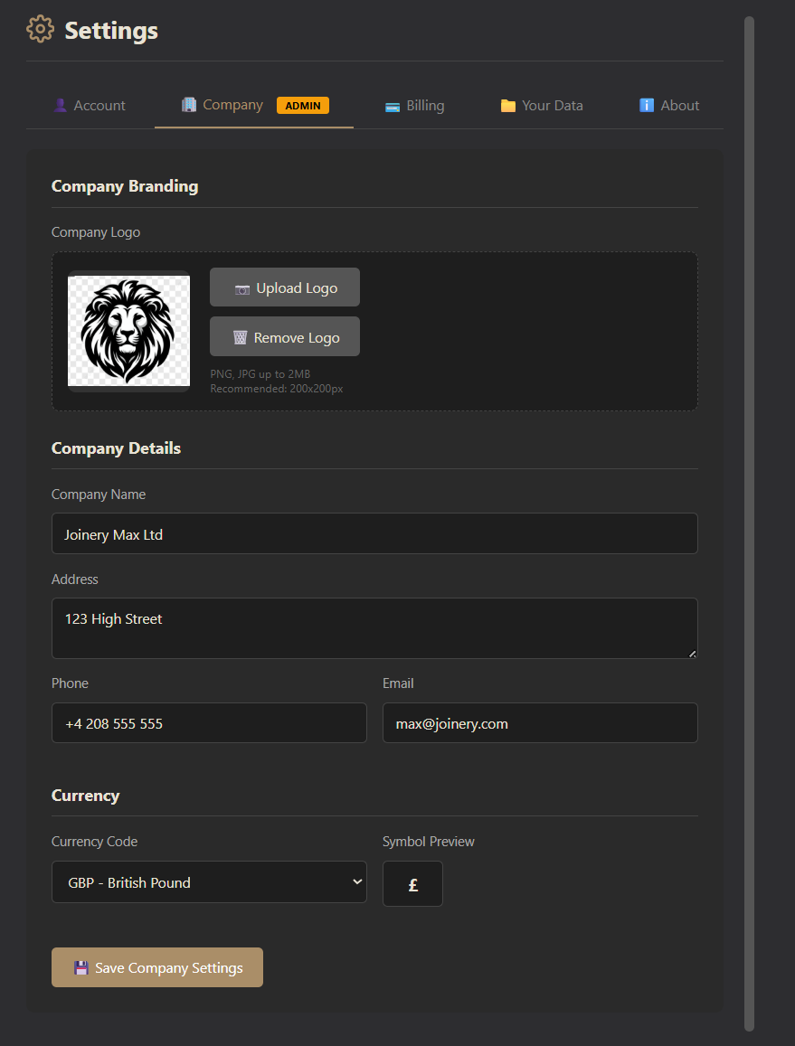 Company Settings